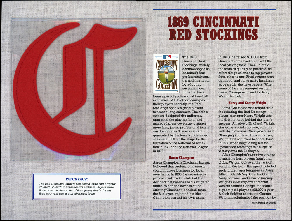 1991 Cooperstown Collection 1869 Cincinnati Red Stockings Patch