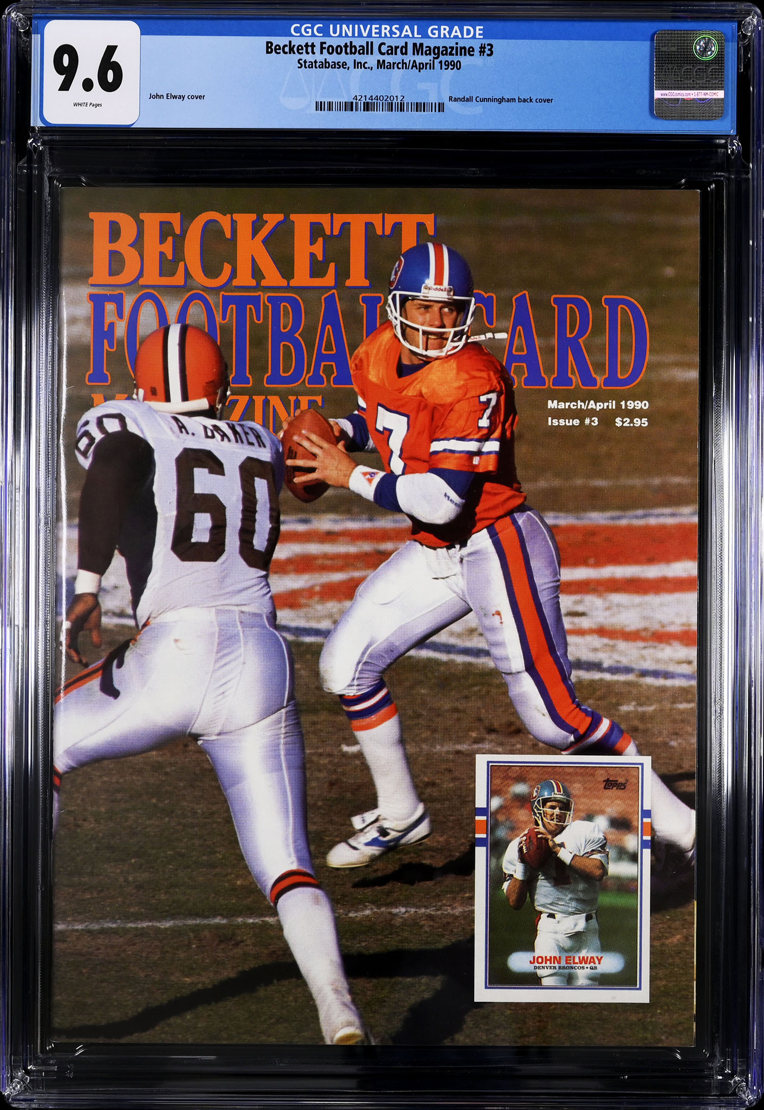 Beckett Football Card Magazine #3 (3-4/90) John Elway Cover - MINT State -  PSA Graded Vintage Baseball, Football, and Basketball Cards